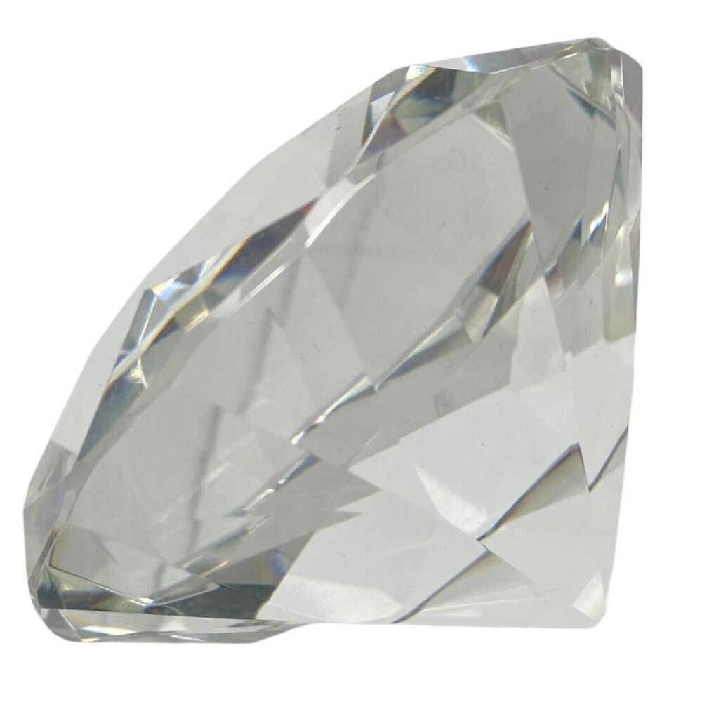 Crystal Glass Diamond Shaped Clear Paperweight Wedding Gift  Home Office Decor